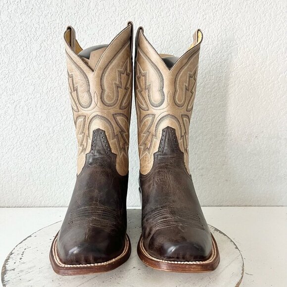 Rod Patrick Mens Cowboy Boots 12.5A Antique Mocha Bison Brown Western Blunt Toe - Picture 6 of 13